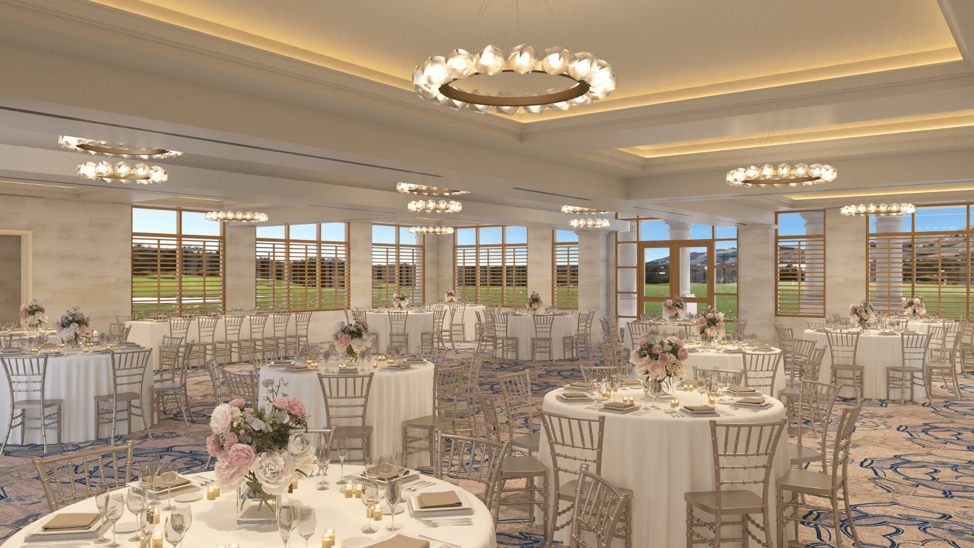 Venue room with tables and chairs